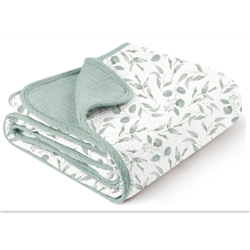 Gauze Cotton Baby Blanket | scale reference with hand