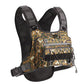 Shoulder strap detail with adjustment webbing on the hydration chest pack