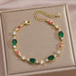 Zircon Gold Plated Leaf Design