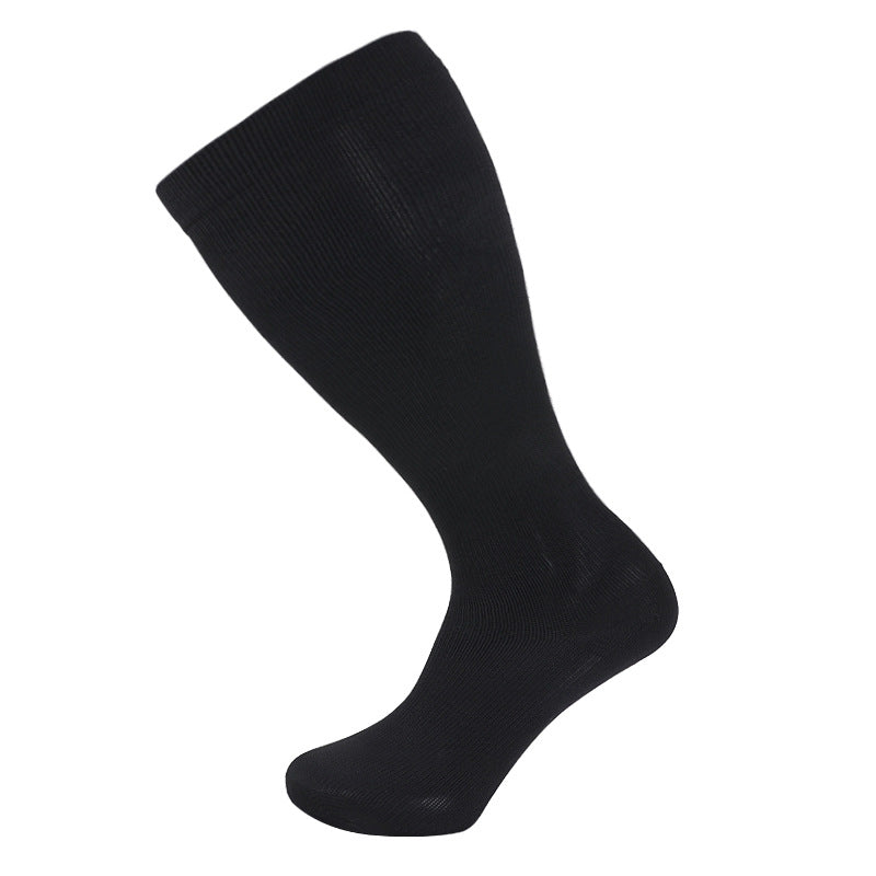 Wide calf compression sock displayed to show the full knee high length of the tube