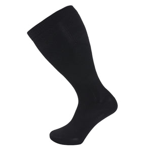 Wide calf compression sock displayed to show the full knee high length of the tube
