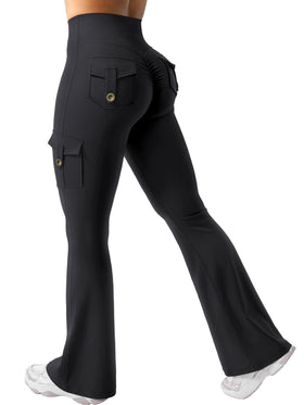 Cargo Pocket Flared Yoga Pants Tummy Control