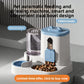 Top view of the food hopper lid with cat ear shaped handles on the white pet feeder