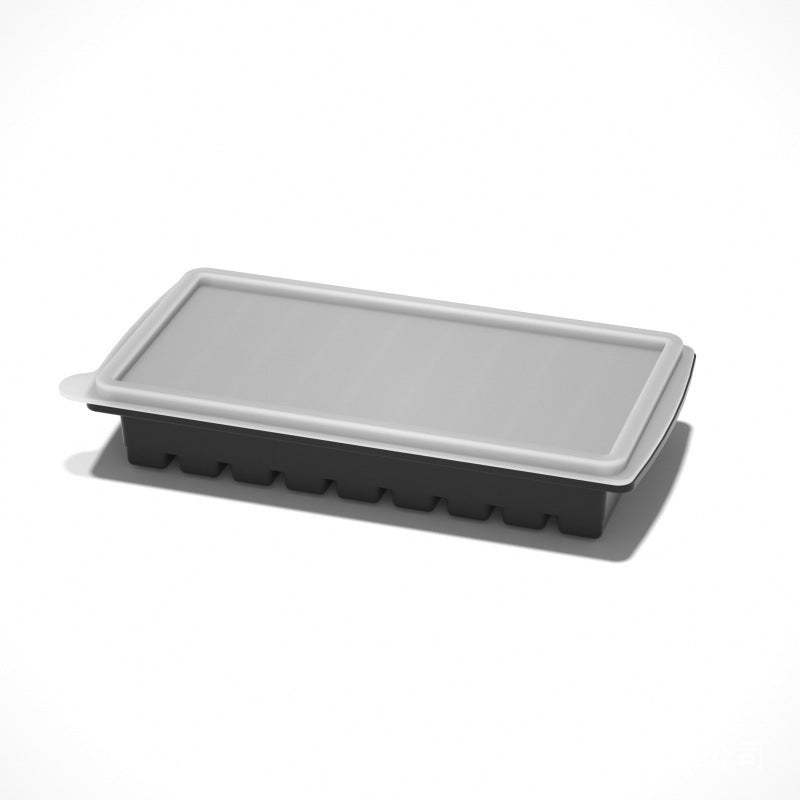 Flexible platinum silicone ice cube tray in a strip mould layout for the home freezer