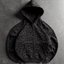 Unisex Tone-on-Tone Leopard Print Zip-Up Hoodie