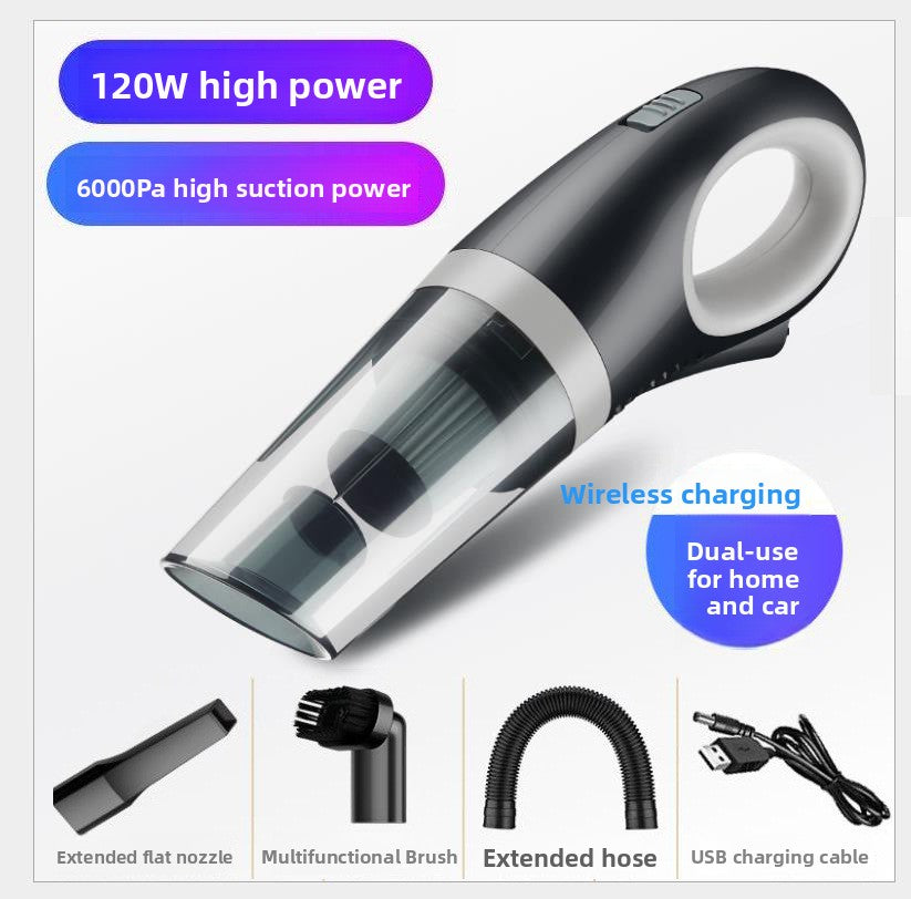 Clear dust cup of the handheld car vacuum shown detached for emptying
