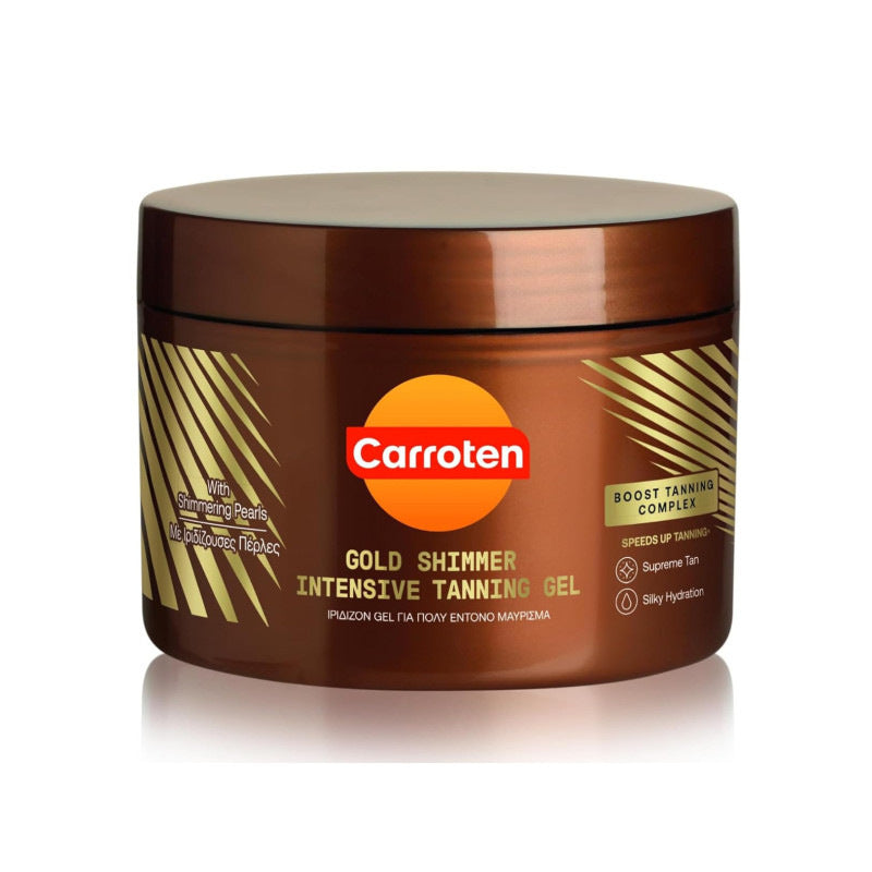 Top down view of the Carroten Intensive Tanning Gel tub and lid
