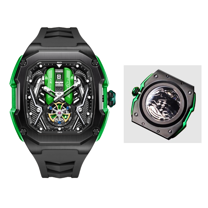Quartz watch laid flat showing full strap and buckle length