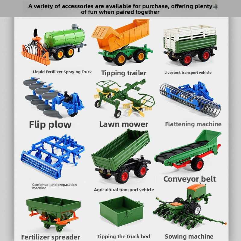 Plastic and alloy remote control farm tractor toy shown against a plain studio background