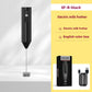 Black EF-B rechargeable handheld milk frother with spring whisk, black box and USB charging cable