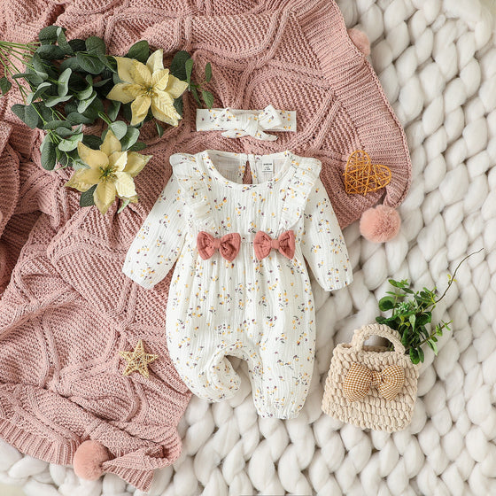 Floral Romper with Hair Band