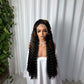 Long deep wave wig in black with copper highlights near the front, Black with Copper Highlights option