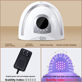 268W UV LED Nail Lamp with Red and Blue Dual Light, Smart Sensor and 4-Speed Timer