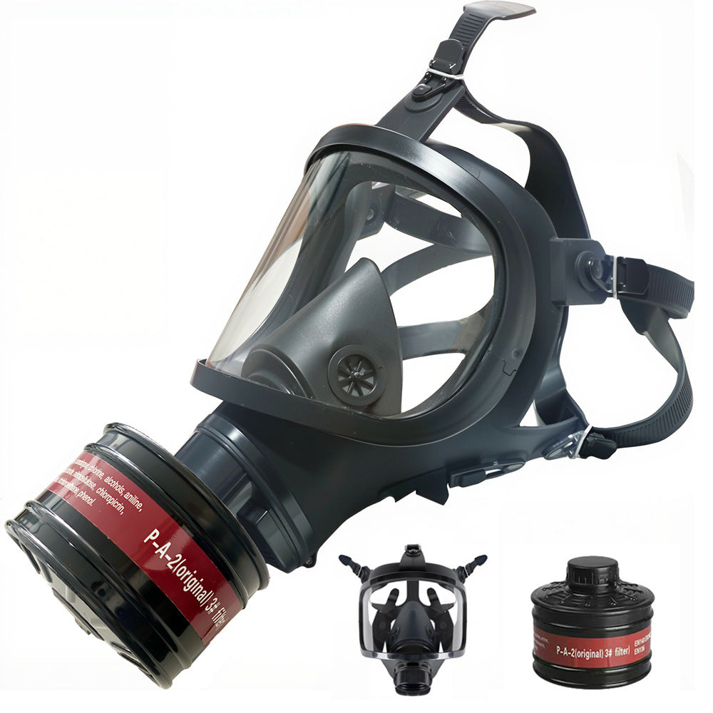 Full face respirator with the red band No. 3 organic vapour canister and small product insets