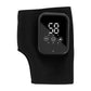 Black fabric ankle heating wrap laid flat with its LED display control pod