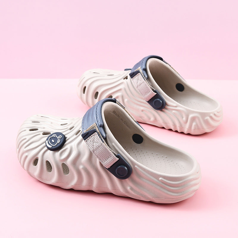 Toe-covered EVA platform sandal in black front angle