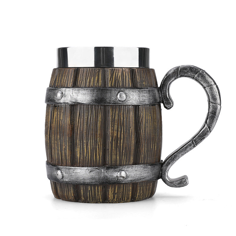 Imitation Wood Beer Mug Stainless Steel Cup