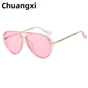 Retro large frame sunglasses front view showing oversized rounded lenses