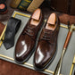 men's classic derby leather shoes black pair front view