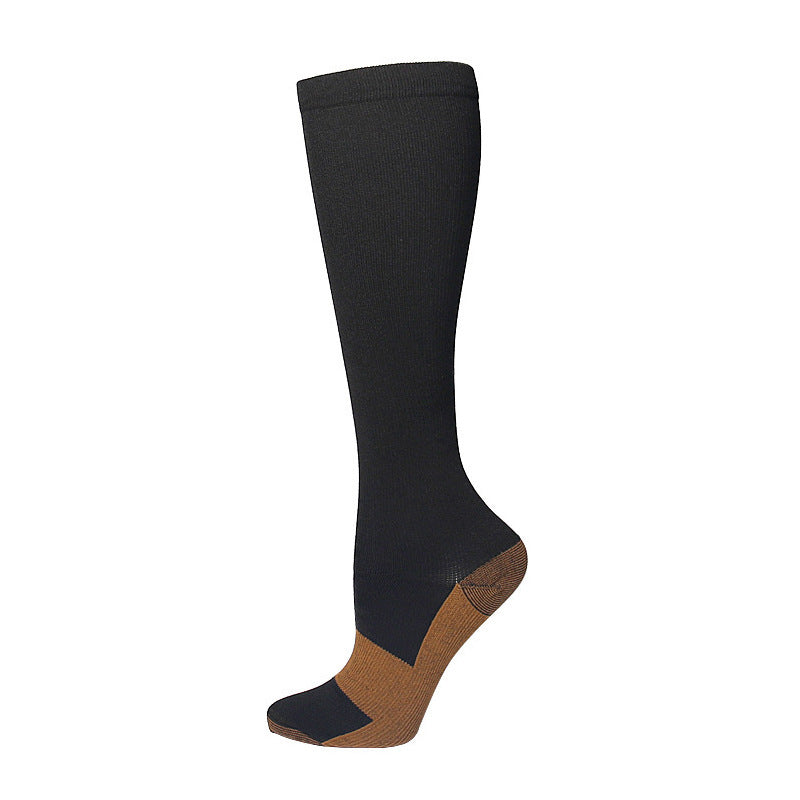 Full length view of the nylon sport sock from cuff to toe on a plain background