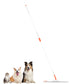 Long handle pet hair remover fully extended on a white background with a cat and two dogs, long handle version shown