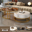 Gold Frame, White Cabinet, White Stone and Tea Glass Tops
