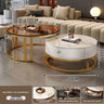 Gold Frame, White Cabinet, White Stone and Tea Glass Tops