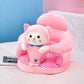 Plush baby floor seat with a cuddly animal front and a padded ring for supervised sitting