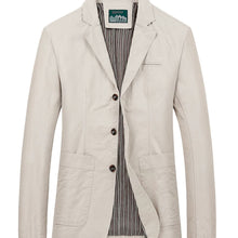 Mens Cotton Blazer Jacket with Notch Lapel and Three Buttons