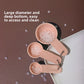 Soft flexible pink face mask mixing bowl squeezed in hand to show it bends