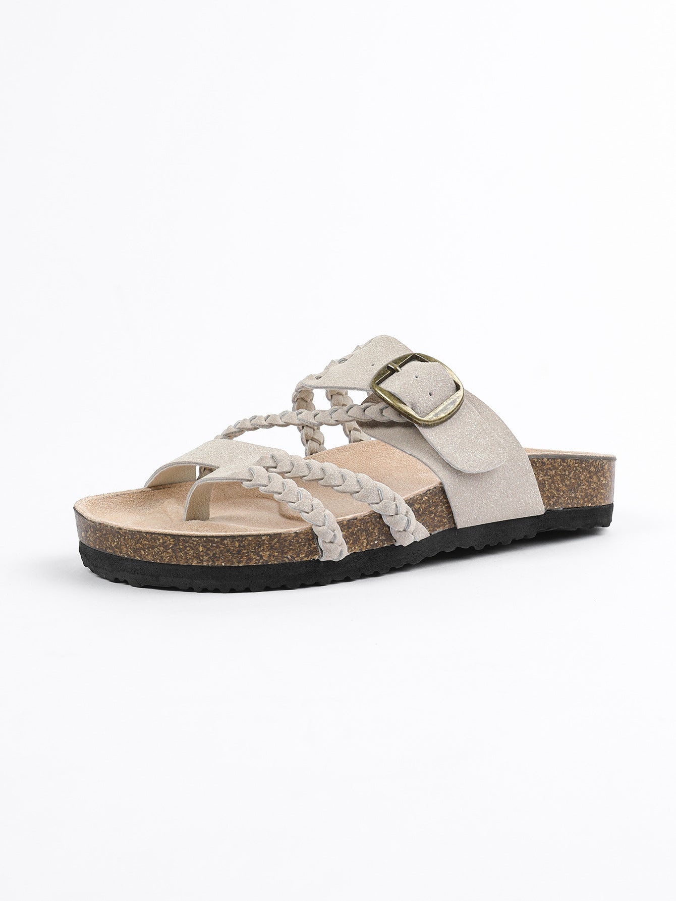 Adjustable Buckle Woven Sandals | angled product hero shot