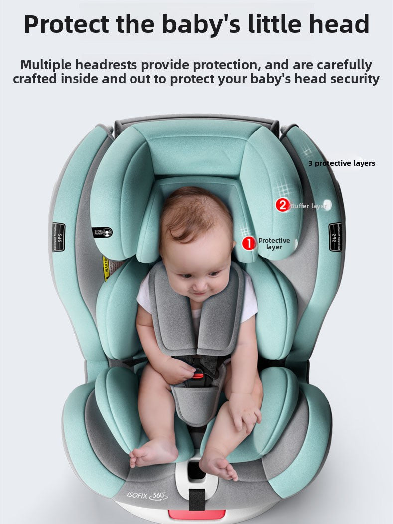 Child car seat side profile showing deep side wing and recline base