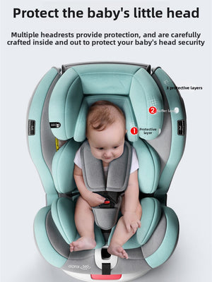 Child car seat side profile showing deep side wing and recline base