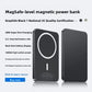 Magnetic power bank snapped onto an iPhone while the phone screen stays in use
