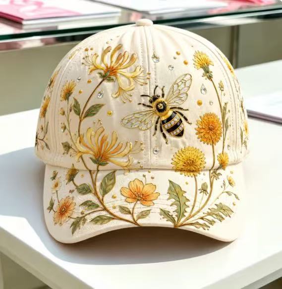 Allover floral print adjustable baseball cap with a classic dome crown shape