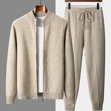Men's Wool Knit Zip-Up Cardigan with Stand Collar