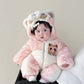 Fleece-Lined Baby Romper with Animal Design