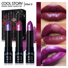 Metallic Glitter Lipstick Set 3-Pack