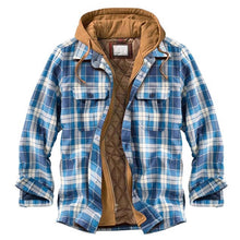 Mens Plaid Hooded Jacket with Quilted Lining