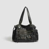 Vintage Bronze Multi-Zipper Motorcycle Bag