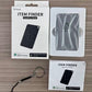 K18 Black: Item Finder Card Pro Dual box, black patterned card tracker, key ring lanyard and manual
