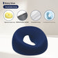 Translucent ice silk cover being slipped over the gray memory foam face rest pillow for a cool feeling