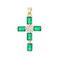 Silver tone cross pendant paved with clear cubic zirconia, close up detail