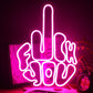 LED neon wall light sign, lit in a studio corner