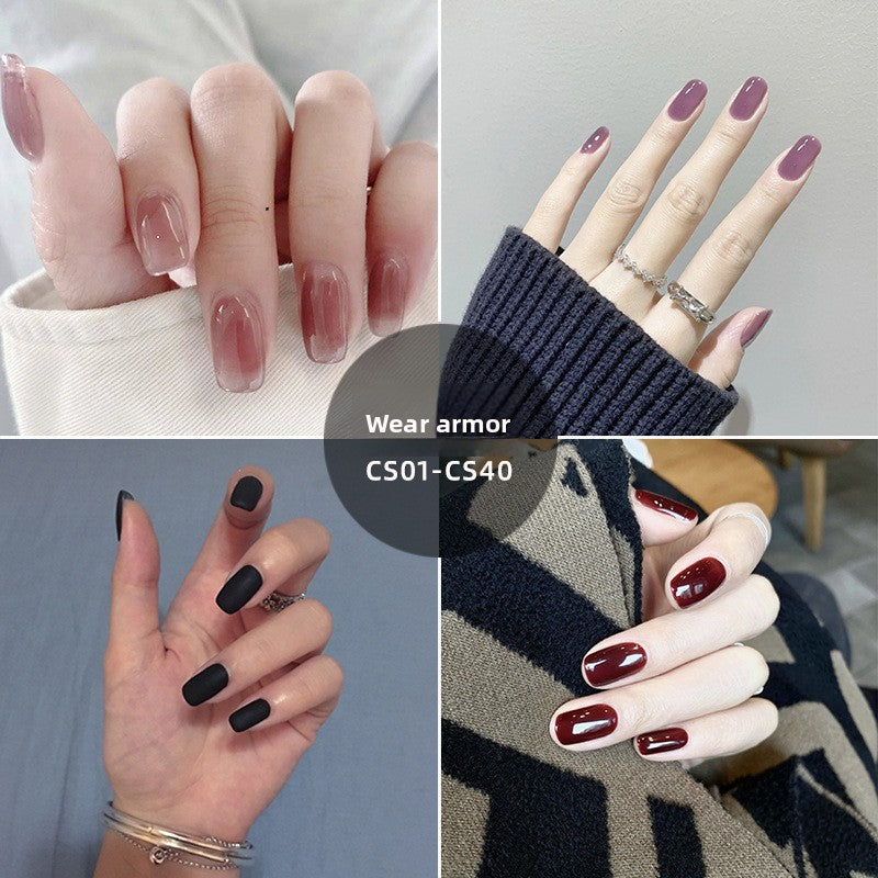 CS01-40 Wearing Nail Art Finished Nail Pieces Long Frosted Nail Pieces | side profile detail close up