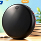 Black round AI language practice device with a Hola speech bubble beside books, option photo for Black