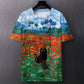 Men's Digital Print T-Shirt Streetwear Casual Top | evening warm ambience styling