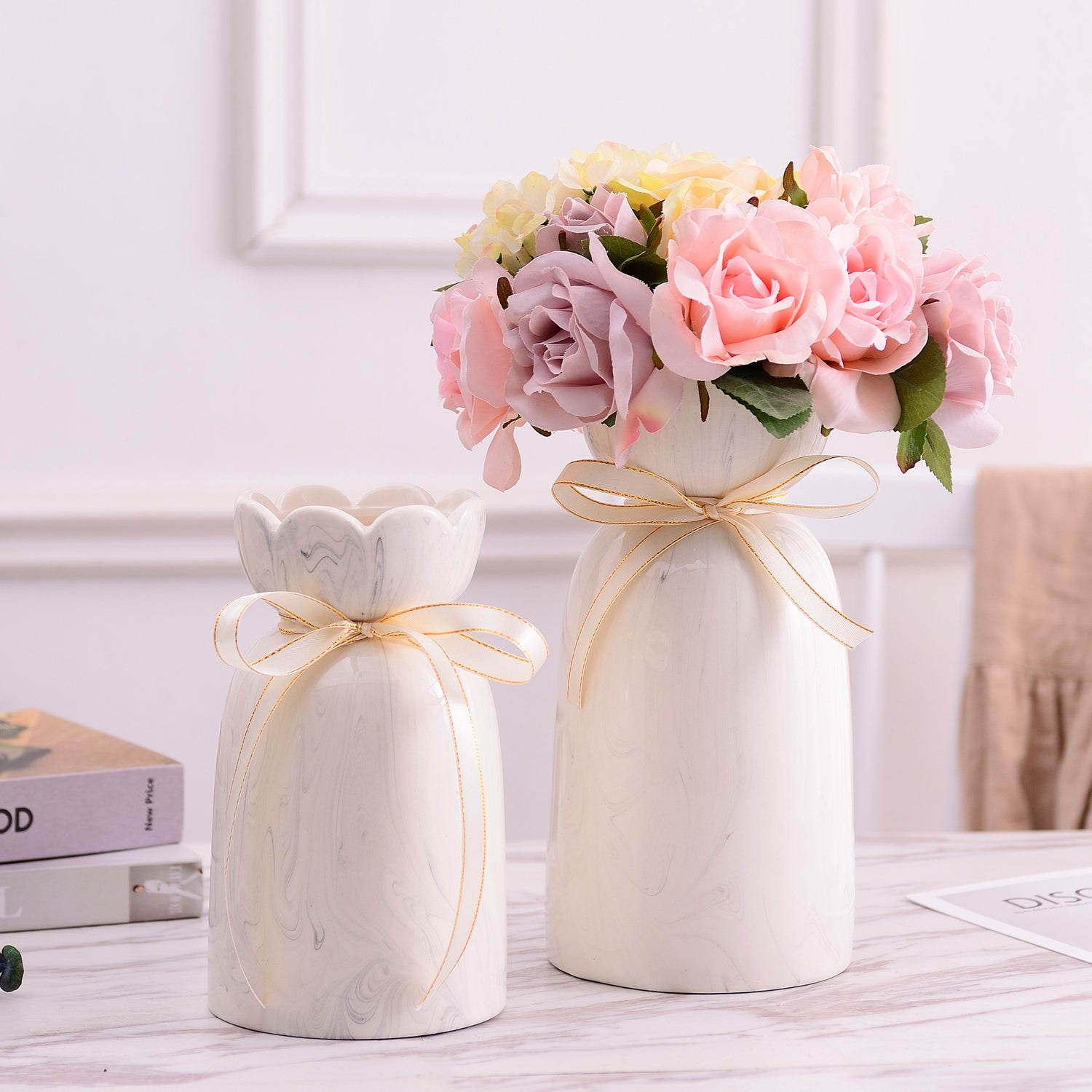 Modern Flower Vase with Marble | lifestyle in use