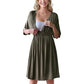 Maternity dress dolman sleeves reaching the elbow with an easy relaxed drape