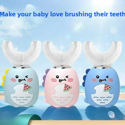 Children U-Shaped Electric Toothbrush with Cartoon Design